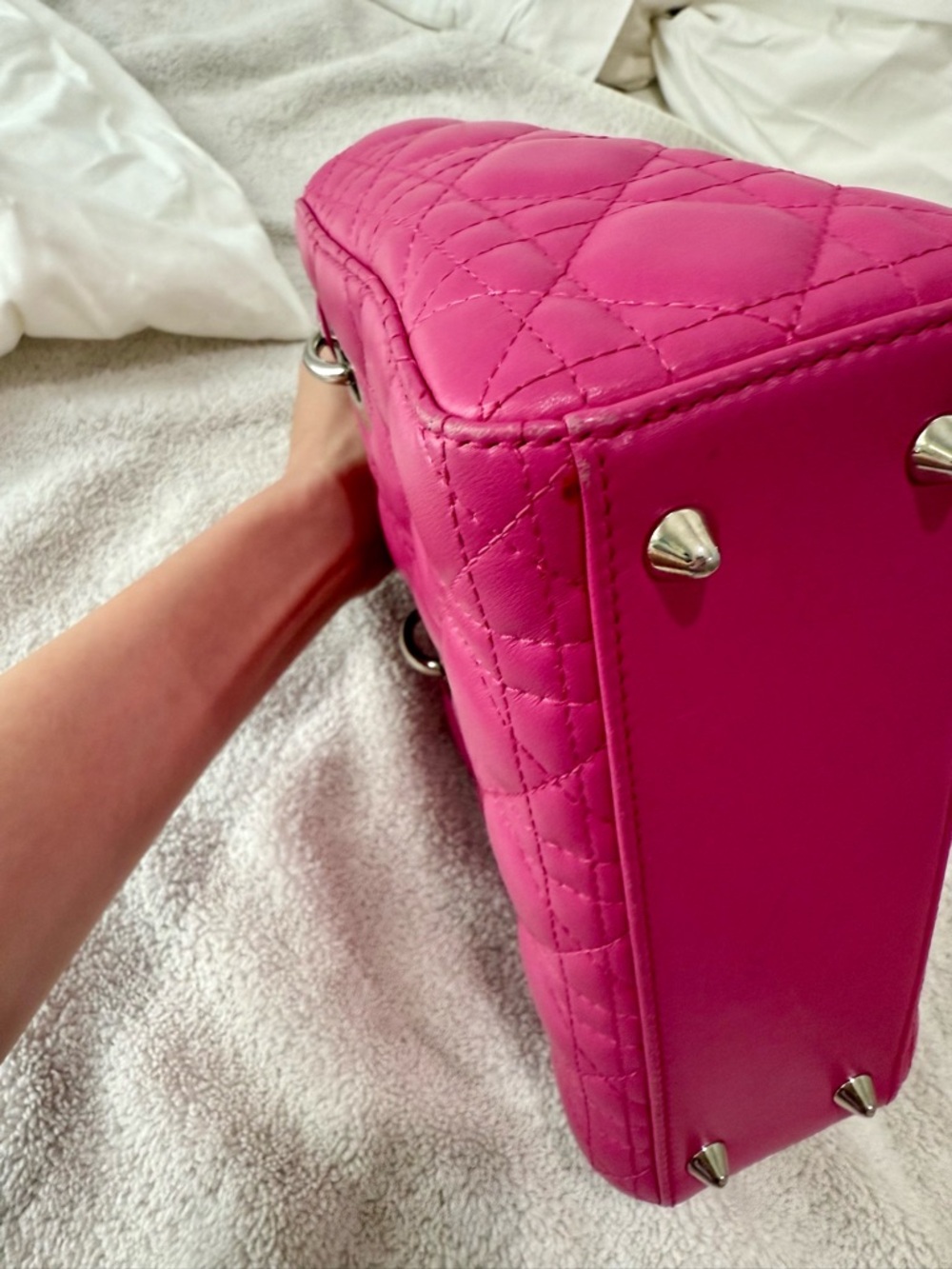Lady Dior Cannage Bag – Hot Pink Lambskin, Silver Hardware - Picture 13 of 15